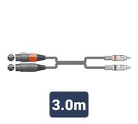 Citronic Twin 2 x RCA Plugs to 2 x XLR Female Cable 1.5m/3m