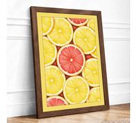 Citrus Abundance Framed Wall Art Print A3 Walnut