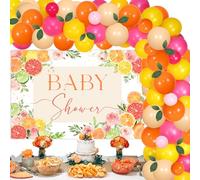 Citrus Baby Shower Decorations, Citrus Baby Shower Backdrop Balloon Garland Arch Kit for Girls Summer Fruit Little Cutie Lemon Baby Shower Party Supplies
