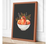 Citrus Bowl with Sprigs Canvas Wall Art Print 30x20 Inch