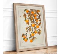 Citrus Branch with Fruit Botanical Framed Wall Art Print A2 (59.4×42cm) Oak, Wall Decor for Living Room, Bedroom, Office & Home, Ready to Hang, Art Gift