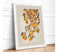 Citrus Branch with Fruit Botanical Framed Wall Art Print A3 (42×29.7cm) White, Wall Decor for Living Room, Bedroom, Office & Home, Ready to Hang, Art Gift