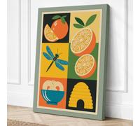 Citrus Composition Grid Canvas Wall Art Print 30x20 Inch | Sage