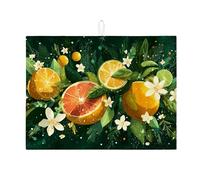 Citrus Dish Drying Mats For Kitchen Counter, Tropical Floral Absorbent Dish Drainer Rack Mat, Summer Microfiber Drying Pad For Kitchen Bar Protector 18x24 Inch