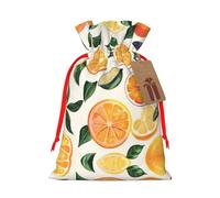 Citrus Fruit Pattern Print Xmas Drawstring Wrapping Bags For Xmas Package Storage, Christmas Party Supplies Favors