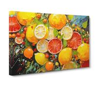 Citrus Fruits Expressionism Canvas Print for Living Room Bedroom Home Office Décor, Wall Art Picture Ready to Hang, 30x20 Inch (76x50 cm)