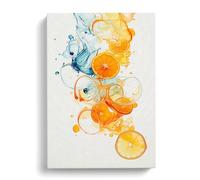 Citrus Fruits Gestural Art Canvas Print for Living Room Bedroom Home Office Décor, Wall Art Picture Ready to Hang, 30x20 Inch (76x50 cm)