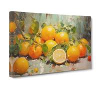 Citrus Fruits Impressionism No.2 Canvas Print for Living Room Bedroom Home Office Décor, Wall Art Picture Ready to Hang, 30x20 Inch (76x50 cm)