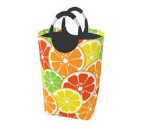 Citrus Fruits, Laundry Hamper, Collapsible Laundry Basket Large Durable Storage Bin with Handles 50L