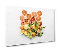 Citrus Fruits Painting Modern Art Canvas Wall Art Print Ready to Hang, Framed Picture for Living Room Bedroom Home Office Décor, 30x20 Inch (76x50 cm)