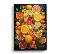 Citrus Fruits Tachisme Art Canvas Print for Living Room Bedroom Home Office Décor, Wall Art Picture Ready to Hang, 30x20 Inch (76x50 cm)