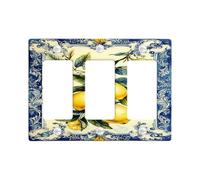 Citrus Lemon Light Switch Cover Plates/Outlet Covers, Yellow Summer Decor for Kitchen Spaces, Thermoplastic Wall Plates, Standard Size 3 Gang Wall Plate