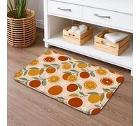 Citrus Pattern Quick Dry Bath Mat, Vintage Orange Fruit Absorbent Non Slip Shower Mat, Spring Floral Washable Bath Rugs for Bathroom Toilet Restroom Decorative 20x32 Inch