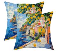 Citrus Pillow Covers Set of 2, Bright Yellow Lemon Fruit Throw Pillows Cases, Summer Decorative Square Coastal Decor Cushion Covers for Home Sofa Bed Couch 18x18 Inch