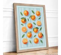 Citrus & Shadows Modern Framed Wall Art Print A2 (59.4×42cm) Oak, Wall Decor for Living Room, Bedroom, Office & Home, Ready to Hang, Art Gift