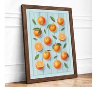Citrus & Shadows Modern Framed Wall Art Print A2 (59.4×42cm) Walnut, Wall Decor for Living Room, Bedroom, Office & Home, Ready to Hang, Art Gift
