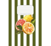 Citrus Stripes Notebook - 8.5x11 College Ruled, Sage Green Stripe Cover with Fruit Design, 120 Pages Journal for Writing, Notes & Ideas