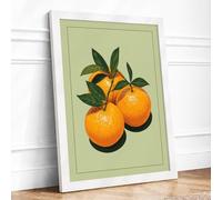 Citrus Study in Green Botanical Framed Wall Art Print A2 (59.4×42cm) White, Wall Decor for Living Room, Bedroom, Office & Home, Ready to Hang, Art Gift