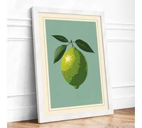 Citrus Study in Green Botanical Framed Wall Art Print A2 (59.4×42cm) White, Wall Decor for Living Room, Bedroom, Office & Home, Ready to Hang, Art Gift