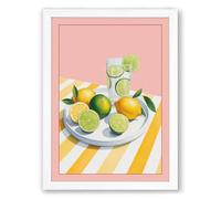 Citrus Summer Modern Framed Wall Art Print A4 (29.7×21cm) White, Wall Decor for Living Room, Bedroom, Office & Home, Ready to Hang, Art Gift