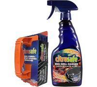 CitruSafe Grill Cleaning Kit - Grill Cleaner (16 oz) and Grill Scrubber with 3 Heavy Duty Replaceable Scrubber Pads - Formulated to Safely Remove Burnt Food and Grease from Grill Surfaces