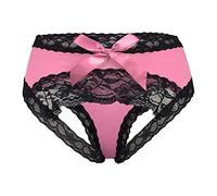 CITUYER Women Sexy Lace Panties Underwear with Cute Bow Midnight Lingerie Briefs （Pink-XXL）