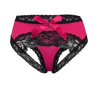 CITUYER Women Sexy Lace Panties Underwear with Cute Bow Midnight Lingerie Briefs （Rose Red-XXXL）