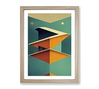 City Architecture Art Deco Framed Wall Art Print A2 Oak