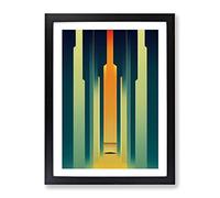 City Architecture Art Deco No.3 Skyscraper Framed Print for Living Room Bedroom Home Office Décor, Wall Art Picture Ready to Hang, Black A4 Frame (34 x 25 cm)