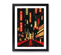 City Architecture In Japanese Framed Print | A4 Black Framed Wall Art | Ready to Hang | Asian Cityscape Picture | Living Room Bedroom Lounge Office