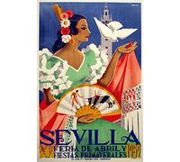 City-art-zone Vintage Visit Sevilla Spain Poster A4 Unframed Wall Art Print