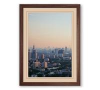 City at Dawn Modern Framed Wall Art Print A3 (42×29.7cm) Walnut, Wall Decor for Living Room, Bedroom, Office & Home, Ready to Hang, Art Gift