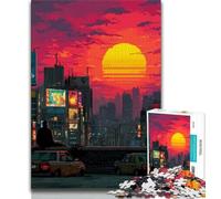 City at Sunset Puzzles for Adults Teens 1000 Pieces,Challenging To Complete But Fun And Humorous with Matching Poster And Trivia Sheet (75x50cm)