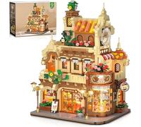 City Bakery Cafe House Building Block Set - 1542 PCS Baking Shop Bricks Kit, Coffee Cake Bread Bakery Room, Pastry Construction Model, Home Decor, Urban Street View, for Adults Kids