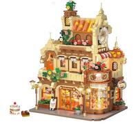 City Bakery Cafe House Building Set with Light (1289 PCS) - Baking Shop Block Toy with Coffee/Cake/Bread Room, Pastry Construction Model for Ages 8-12+, Adults, Teens, Kids Boys Girls