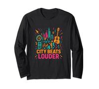 City Beats Music Skyline Graphic Long Sleeve T-Shirt