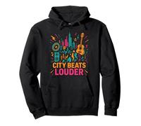 City Beats Music Skyline Graphic Pullover Hoodie