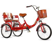 City bike, Adult Tricycle 20-inch Cargo Basket Child Back Seat Adjustable Bars Shock Absorbing Fork