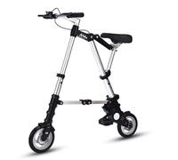 City Bike Quick Folding System Bicycle 8 Inch Aluminium Wheels Ultralight Portable Mini Bike for Adults Men and Women Silvery
