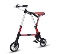 City Bike Quick Folding System Bicycle 8 Inch Aluminium Wheels Ultralight Portable Mini Bike for Adults Men and Women red