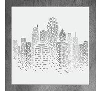 City Building Skeleton Stencils for Painting on Wood, Canvas, Paper, Fabric, Floor, Wall - Paint Stencil for Walls and Floors 12x12Inch - Reusable DIY Art Craft Stencils for Painting