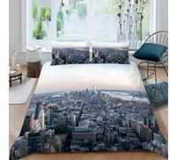 City Buildings Single Duvet Cover Sets Cultural Landscape Bedding Set 3D Print Microfiber Soft Lightweight Breathable Quilt Cover with Zipper and 2 Pillowcases c-1457