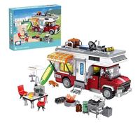 City Camper Van Building Block Set - 924 Piece Motorhome Bricks Kit, Summer Beach Vacation Camper Building Model, Adventure Vehicle Playset, Christmas Birthday Gift for Adults and Kids 6+