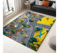 City Cartoon Map Colourful Rug - Modern Low Pile Area Rugs Living room Bedroom Dining Room Kitchen Soft Low Pile Pet-Friendly Easy to Clean 80 x 150 cm