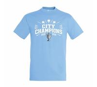 City Champions T-Shirt Football Supporter Tee Trophy Graphic Top Manchester Match Day Gift Unisex Mens Womens Kids Sky Blue 9-11 Years Style 1