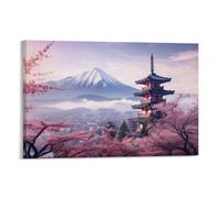City Cherry Blossoms Canvas Wall Art, Stretched And Framed - 60x90cm