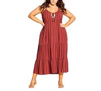 City Chic Plus Size Maxi Caribbean Dress, Rust Stripe, 18