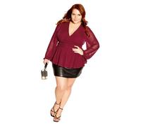 City Chic Women's Apparel City Chic Plus Top Rapture in Ruby, Size 16 Dress Shirt, 20