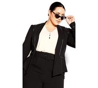 City Chic Women's Apparel Women's City Chic Plus Size JKT Piping Praise, Black, Black, 26 Plus
