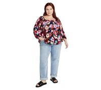 City Chic Women's Apparel Women's Plus Size Top-Poppy Print, Sugar Coated, 16